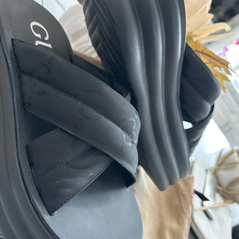 Gucci Black Padded Platform Slide Sandals